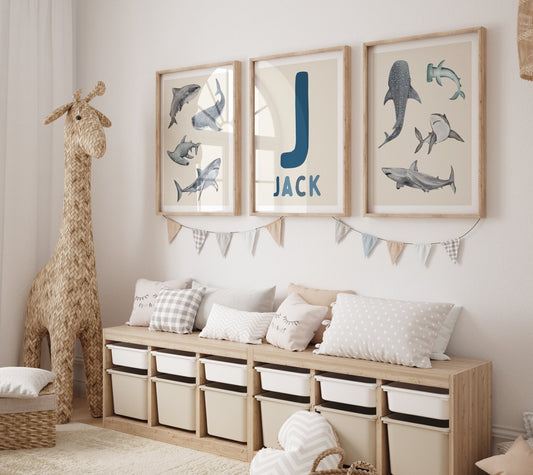 Shark Wall Art Set - Personalized