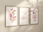 Pink Wildflower Wall Art Set - Personalized