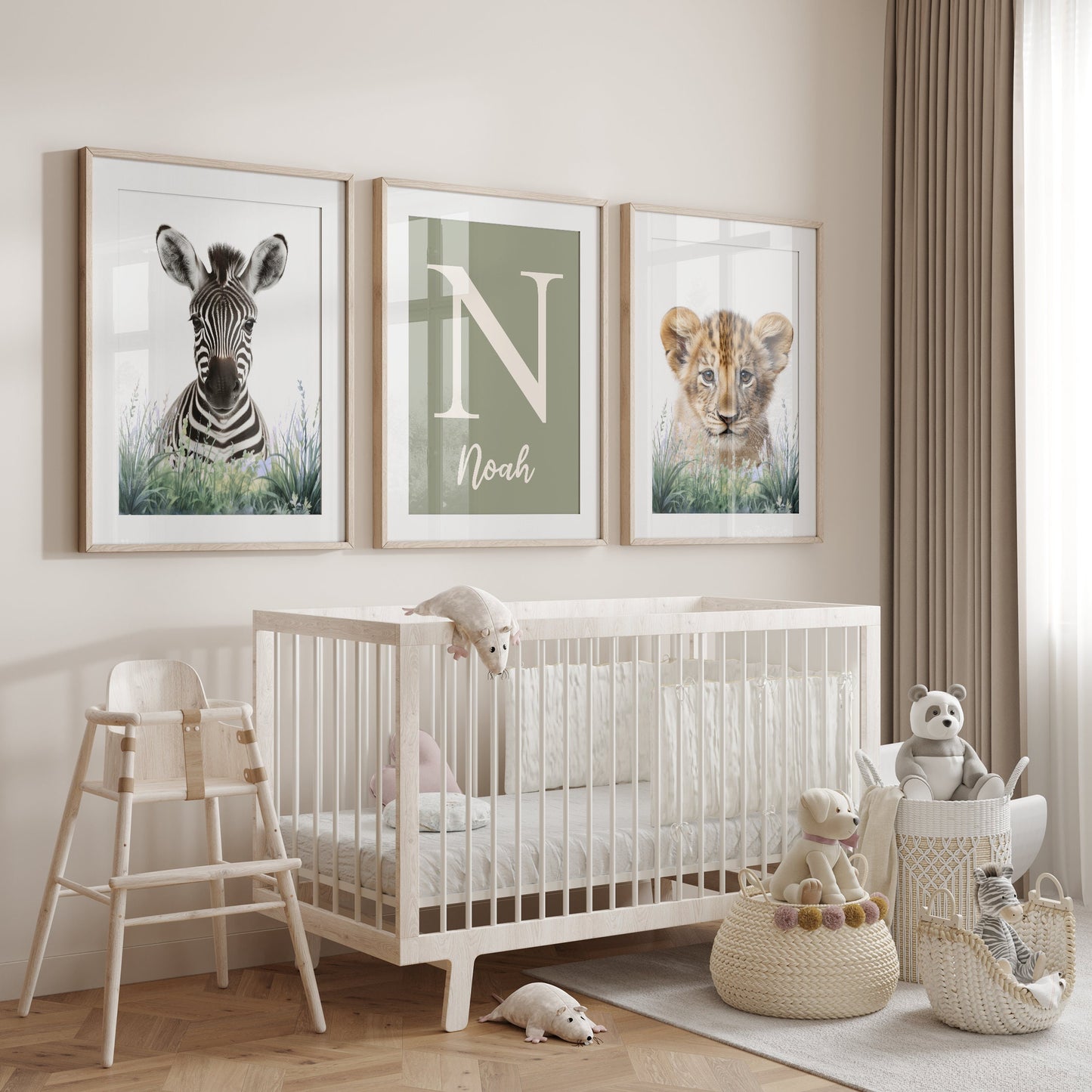 Safari Nursery Wall Art Set - Personalized