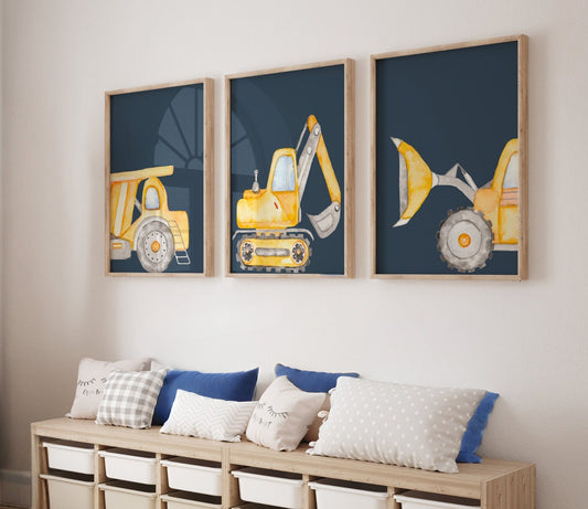 Construction Vehicles Wall Art Set