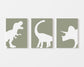 Sage Green Dinosaur Wall Art Set