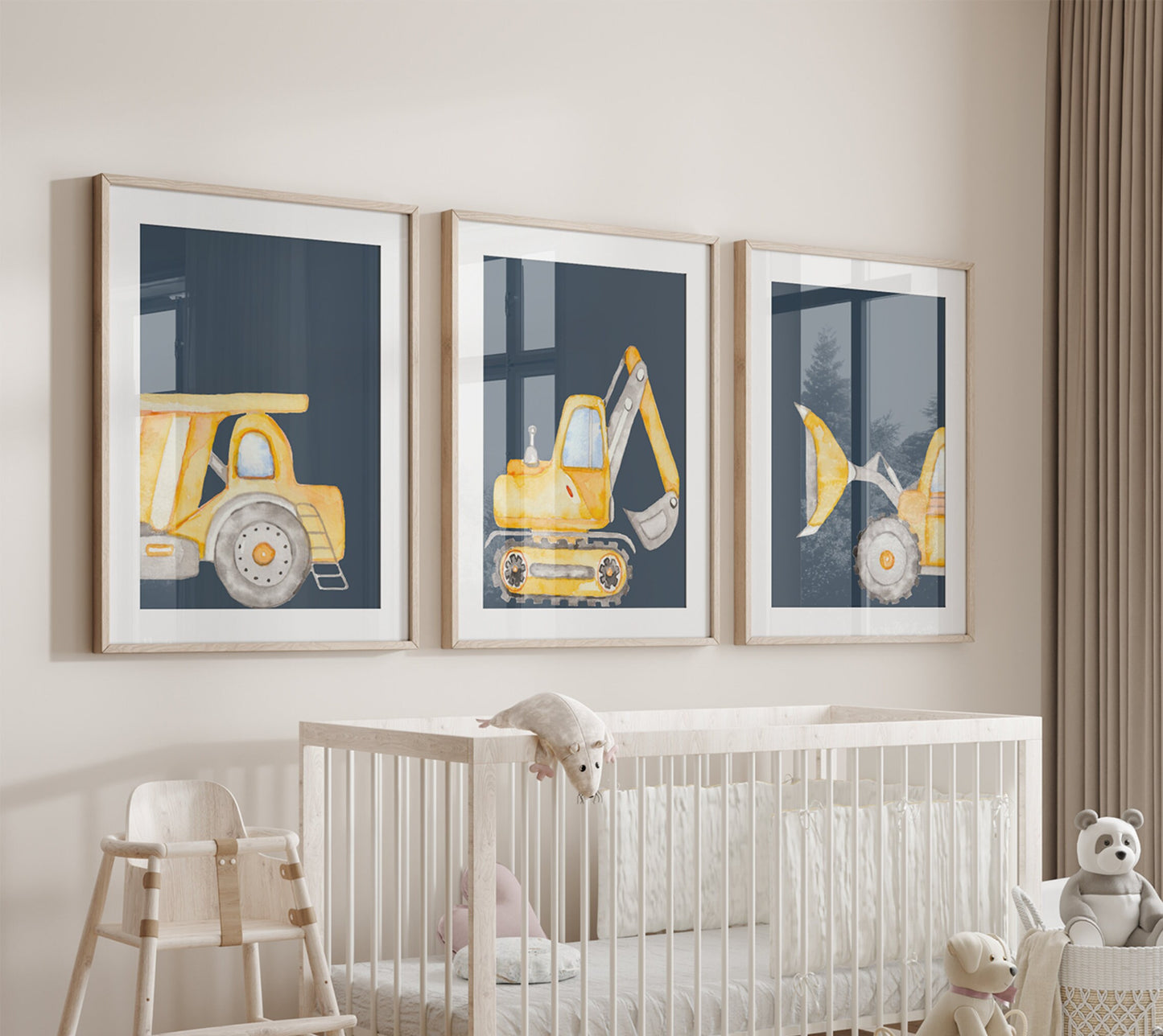 Construction Vehicles Wall Art Set