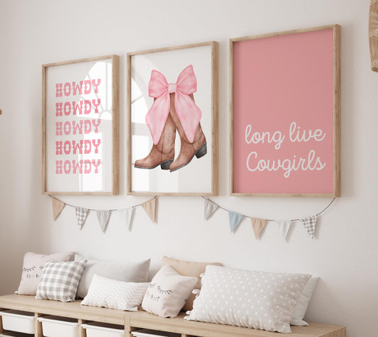 Cowgirl Boots Wall Art Set