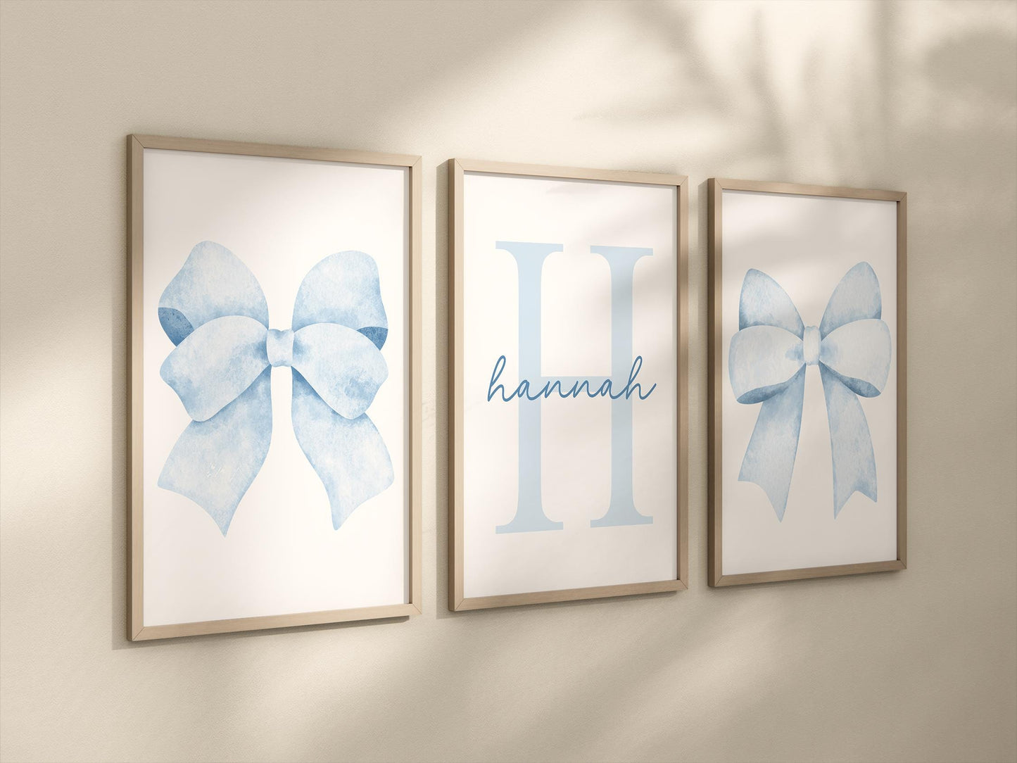 Light Blue Bow Wall Art Set - Personalized