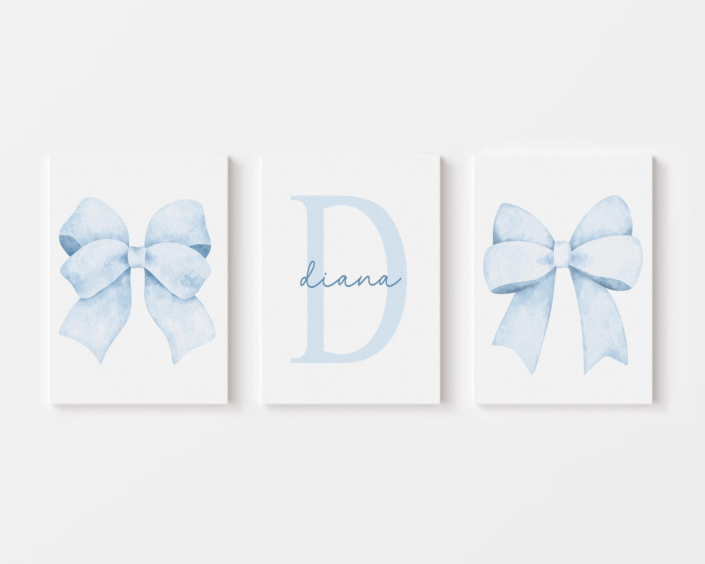 Light Blue Bow Wall Art Set - Personalized