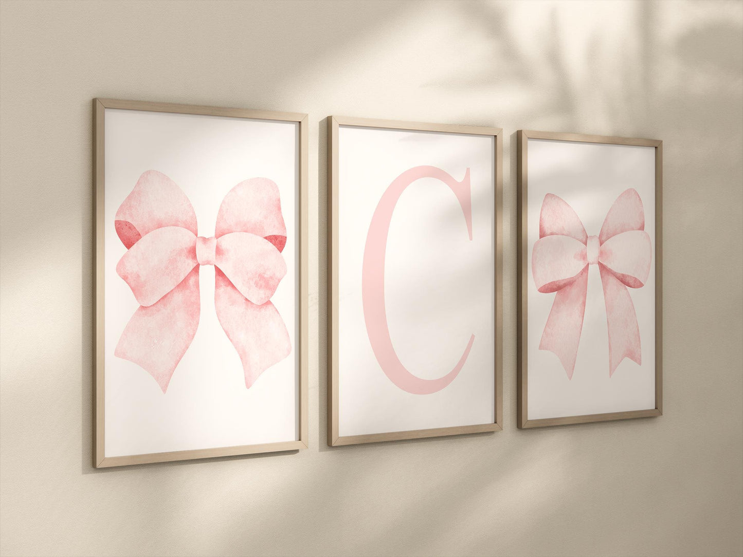 Light Pink Bow Wall Art Set - Personalized